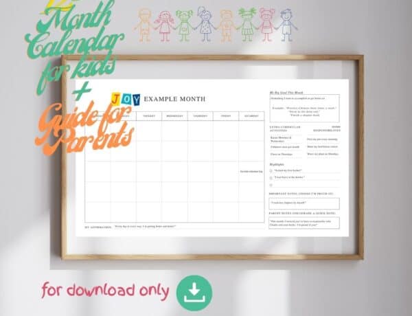 Back-to-school calendar for kids with goal-setting and routines