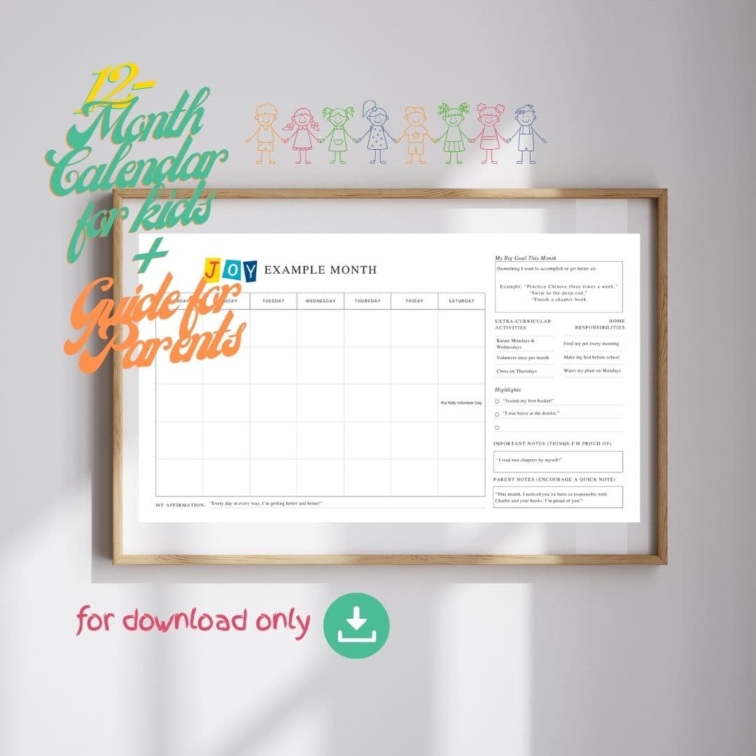 Back-to-school calendar for kids with goal-setting and routines